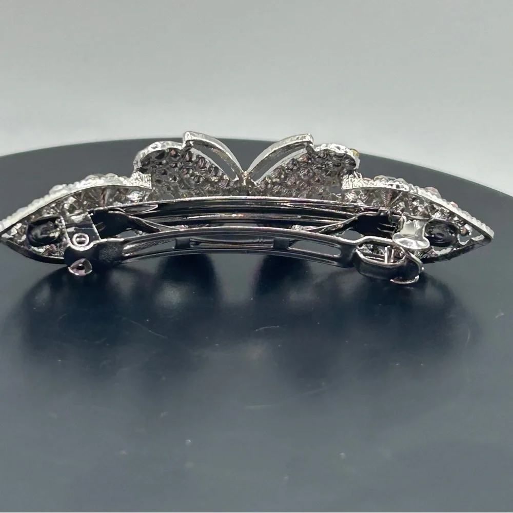 Whimsical Silver Multicolored Butterfly Hair Barrette